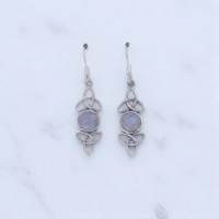 Boucles d'oreilles en argent sterling 925 avec turquoise et pierre de lune, forme ronde avec pendentif, design intemporel, vente en gros