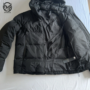 แจ็คเก็ตขนเป็ดผ้าฝ้ายมีฮู้ดสำหรับผู้ชายเสื้อครอปซิปโลโก้ออกแบบได้ตามต้องการสำหรับฤดูหนาว - Product Image 2