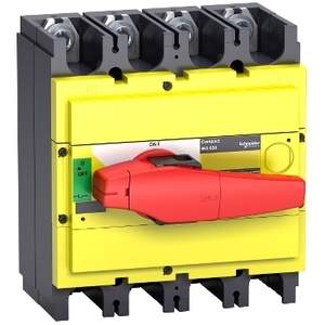 Interruttore Sezionatore SCHNEIDER ELECTRIC Compact INS400 400A 4 Poli con Maniglia Rotante Rossa e Frontale Giallo 31131 - Product Image 1
