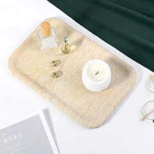 Plateau de vanité moderne en marbre Koville 12x8 pouces, pierre beige naturelle, léger, pour salle de bain, cuisine, comptoir, cosmétiques, parfum - Product Image 6