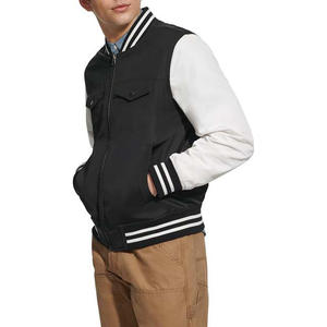 Chaquetas Bomber para Hombre, Nueva Moda, Precio Bajo, Estilo Clásico de Béisbol, Ropa de Abrigo de Invierno, Chaqueta Universitaria, Color Negro, Cierre de Cremallera, Cuello Alto - Product Image 2