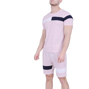 Conjunto deportivo informal de verano 2026 para hombre, pantalones cortos y camisetas con cuello redondo y estampado de rayas para otoño - Product Image 2