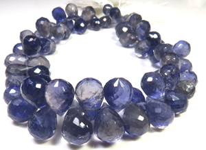 ลูกปัดพลอยบลูไอโอไลต์ทรงหยดน้ำเหลี่ยมเพชรพลอย ขนาด 9-13 มม. ลูกปัดพลอยคอร์เดียไรต์ธรรมชาติ ความยาว 9 นิ้ว สำหรับทำเครื่องประดับ - Product Image 4