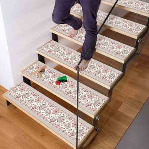 Tapis imprimé - Rose moderne, gris, motif floral, décoration fine pour escalier, Gobelin - Product Image 5