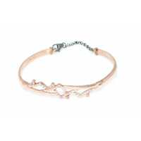 Bracelet élégant en argent sterling 925 plaqué or rose, serti de pierres blanches rondes en forme de zigzag, avec cristaux