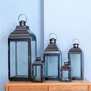 Dernière conception lanterne à bougie en métal et verre noir fini pour la maison et l'éclairage de Noël lanterne de décoration en vrac faite à la main - Product Image 4