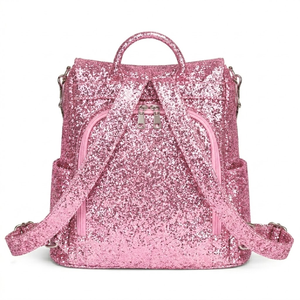 Fashion Glitter PU Leather Soft Cheerleading Backpack With Embroidered Logo <b>Sparkly</b> Cheer Girls Dance Practice & <b>Book</b> Bag - Product Image 3