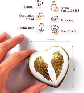 Golden Wings American Style Metal Heart Keepsake Urn with <b>Gift</b> <b>Box</b> Mini Funeral Urn From India - Product Image 2