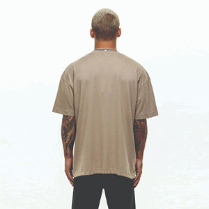 เสื้อยืดสำหรับผู้ชายเสื้อยืดผ้าคอตตอน100% เรียบขนาดใหญ่โชว์ไหล่สำหรับผู้ชาย - Product Image 2