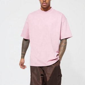 Promoción al por mayor, camisetas de algodón de talla grande 100% para hombre, Impresión de logotipo personalizado, patrón sólido, algodón de poliéster liso, 220 gramos - Product Image 4