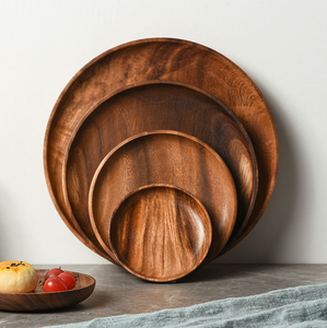 Platos Redondos de Madera de Acacia Ecológicos para Servir Comida en Restaurantes, con Logotipo Personalizado - Product Image 6