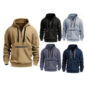 เสื้อสเวตเตอร์แบบสวมหัวมีฮู้ดมีซิปมีหลายกระเป๋าสำหรับผู้ชาย - Product Image 1