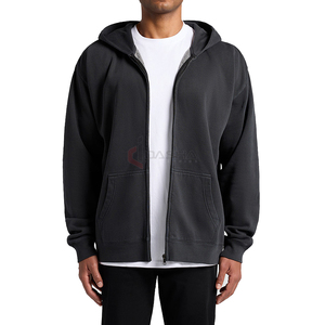 Sudadera con capucha y cremallera para hombre de gran tamaño con hombros caídos de alta calidad 100% algodón poliéster peso pesado logotipo personalizado sin cuerdas - Product Image 1