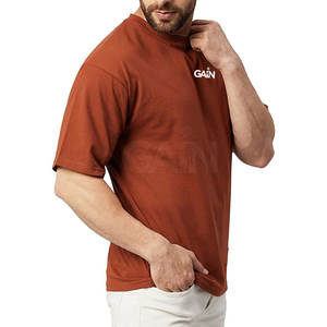 Prix raisonnable T-shirt homme couleur unie Design votre propre logo T-shirt confortable à épaules tombantes pour hommes - Product Image 4