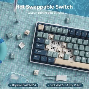 New R75 không dây Bàn phím cơ khí, 75% phần trăm tùy chỉnh chơi Game bàn phím Gasket núi RGB Backlit với Knob & PBT Keycaps - Product Image 4