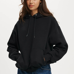 Pull à capuche ample en coton 100% tricoté de haute qualité, streetwear d'hiver, coupe-vent, épaules tombantes, manches chauve-souris, devant - Product Image 5