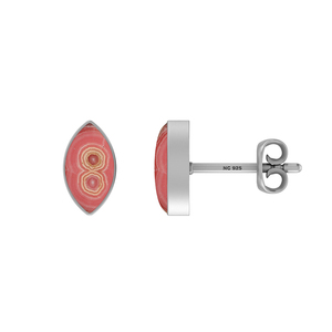 Boucles d'oreilles clous en argent 925 de qualité supérieure, pierre précieuse rhodochrosite, forme poire, marquise, ovale, fermoir papillon, sertissage en bézel, lot de 3, cadeau - Product Image 3