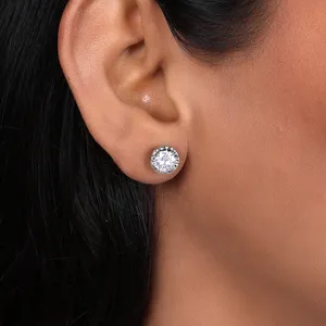 Pendientes de Botón de Plata de Ley 925 con Circonita Cúbica para Mujer, Modernos, en Oro de 14K y 18K, con Formas de Mariposa y Flor, Regalo de Joyería Perfecto - Product Image 1