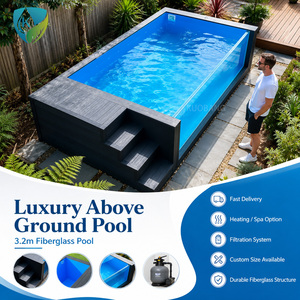 Piscine hors sol en fibre de verre de petite taille (20 pieds, 40 pieds) <span class=keywords><strong>pour</strong></span> famille, avec <span class=keywords><strong>jacuzzi</strong></span> et spa intégrés, en conteneur préfabriqué en bois <span class=keywords><strong>pour</strong></span> jardin - Product Image 2