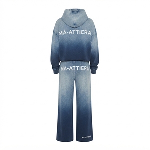 Conjunto de Sudadera Oversize con Efecto Degradado y Pantalones Anchos de Felpa para Mujer, Chándal de Algodón Estilo Urbano OEM ODM - Product Image 3