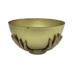 Cuisine et table de forme ronde en vrac au design moderne fait à la main avec support bol en métal en fer couleur or bol de service et décoratif - Product Image 4