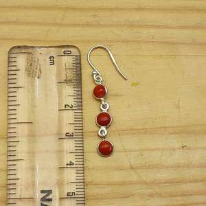 Pendientes de gota bohemios de Coral Natural DE PLATA 925, triple capa artesanal para mujer, regalo de fiesta - Product Image 6