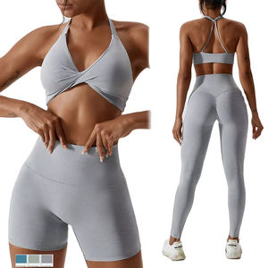 Personalized High Support Racerback Yoga Bra Leggings Set Front Breathable Customizable Women's Workout Gym Fitness Yoga Pants - Product Image 1