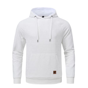 Men's Casual Plaid Jacquard Pullover Hoodies Long <b>Sleeve</b> Drawstring Kanga Pockets Fashionable <b>Sweatshirts</b> for Winter Streetwear - Product Image 5