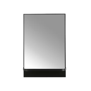 Customized Matte Black <b>Metal</b> <b>Framed</b> Wall Mirror with Shelf Decorative Wall Mirrors for Office Decor Bulk Supplies - Product Image 1