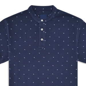 100% algodón de punto azul marino impreso banda cuello camiseta personalizable logotipo ecológico alta calidad sólido transpirable Casual en blanco - Product Image 2