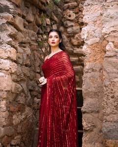 Sari Ligero de Georgette con Colores Vibrantes y Bordado Sutil para Uso en la Oficina y Pequeñas Reuniones, Ideal para Fiestas - Product Image 2