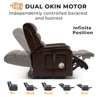 Chaise élévatrice électrique en cuir 1 Pc pour personnes âgées à plat double moteur Position infinie avec Massage thermique Table de plateau côté gauche