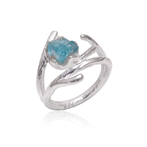 Anillo Fino de Plata de Ley 925 Hecho a Mano, Diseño Clásico Único, Gema de Aguamarina Natural Facetada, Calidad AAA, Engaste de Bisel - Product Image 2
