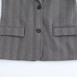 Otoño nueva moda de mujer versátil pecho con capucha patchwork espiga diagonal manga larga traje chaqueta - Product Image 5