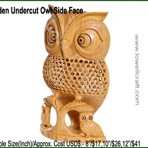 Indian Hand-Carved Wooden Owl Traditional Artisan Owl Figurine with Intricate Detailing Natural <b>Wood</b> <b>Sculpture</b> for Home Decor - Product Image 2