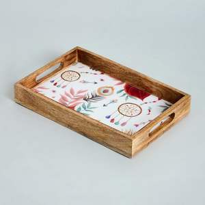 Plato y Bandeja para Servir de Madera con Diseño Floral, Bandeja para Servir Natural, Decoración para Servir, Bandeja para Servir Disponible - Product Image 4