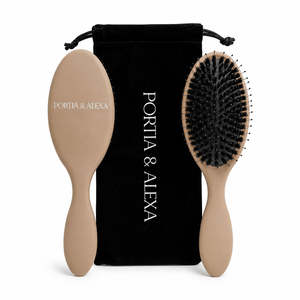 Ionic Oval <b>Detangling</b> Hair <b>Brush</b>-Foldable Boar Bristle Massage Comb for Salon Use - Product Image 1