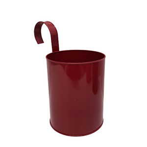 Set of 3 Iron <b>Large</b> Round Planter With Fixed Handle Metallic Rubi Red Colour Planter Hanging for Home & <b>Garden</b> Decorations Bulks - Product Image 4