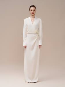 ชุดเดรสหรูหรามาใหม่สำหรับผู้หญิงเดรสถักเอวบิดสไตล์ลาตินแม็กซี่ระยิบระยับผ้าดิ้นป้ายผ้าที่กำหนดเองสีขาว - Product Image 2