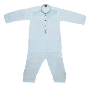 Costume Kurta Shalwar brodé pour garçons - Cyan - Product Image 3