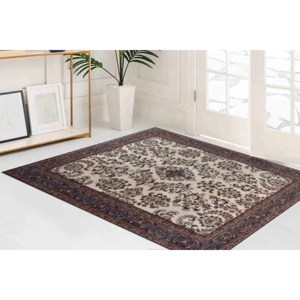Brown Floral Pattern Printed <b>Rug</b> - Antique Decor Turkish Design,<b>Chenille</b> <b>Rug</b> - Product Image 2