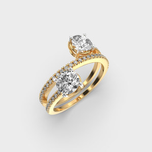 Unique <b>Open</b> Band 2 CTW Round Cut Moissanite Yellow Gold Prong Setting Engagement & Wedding <b>Ring</b> for Bridal Party Wear Women's - Product Image 6