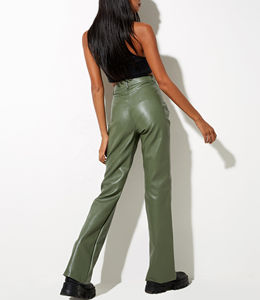 Pantalons pour hommes sur mesure OEM, droits, incurvés, rayés, unisexes, en similicuir, pantalons en cuir sur mesure pour hommes, évasés, empilés, pantalons en cuir sur mesure - Product Image 3