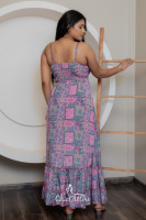 Usine personnalisée Robe longue grande taille pour femmes Col en V sans manches Bretelles spaghetti Robe de plage d'été Robe longue d'été imprimée décontractée