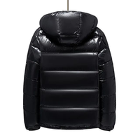 Manteau d'hiver matelassé pour homme, noir brillant, à capuche, fermeture éclair, motif léopard, emballage en forme de tambour, vêtement d'extérieur chaud et tendance