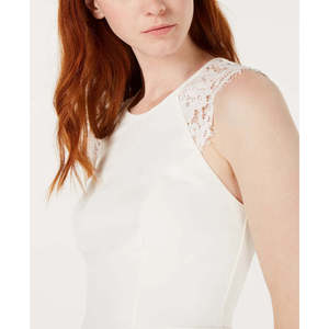 ชุดเดรสค็อกเทลทรงเอไลน์เปิดหลังสำหรับผู้หญิง ไซส์ X-Small สีขาว แต่งขอบด้วยลูกไม้ 19 - Product Image 3