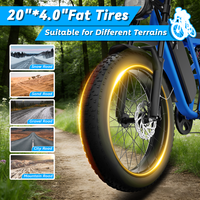 Vélo de montagne électrique hybride Bluvall SU8 en acier, roues de 20 pouces, batterie 48V/52V 16Ah/20Ah, double suspension, freins à disque hydrauliques