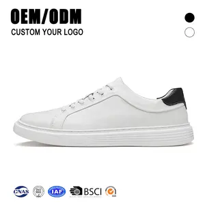 MNV Custom LOGO High Quality Big Size Blank White Black Men's Leather Dress Casual Shoes
