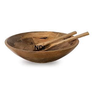 Cuenco de madera con acabado Natural con cuchara, cuenco para servir postres, vajilla personalizada, Decoración de mesa, frutero, uso doméstico en Hotel - Product Image 1