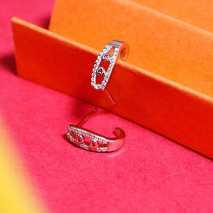 Pendientes de Plata con Diseño de Corazón de Cristal Zarkan, Semi-Aro, para Mujer - Product Image 1